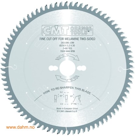 CMT 283.080.10M HM sagblad finkapp plater og helre